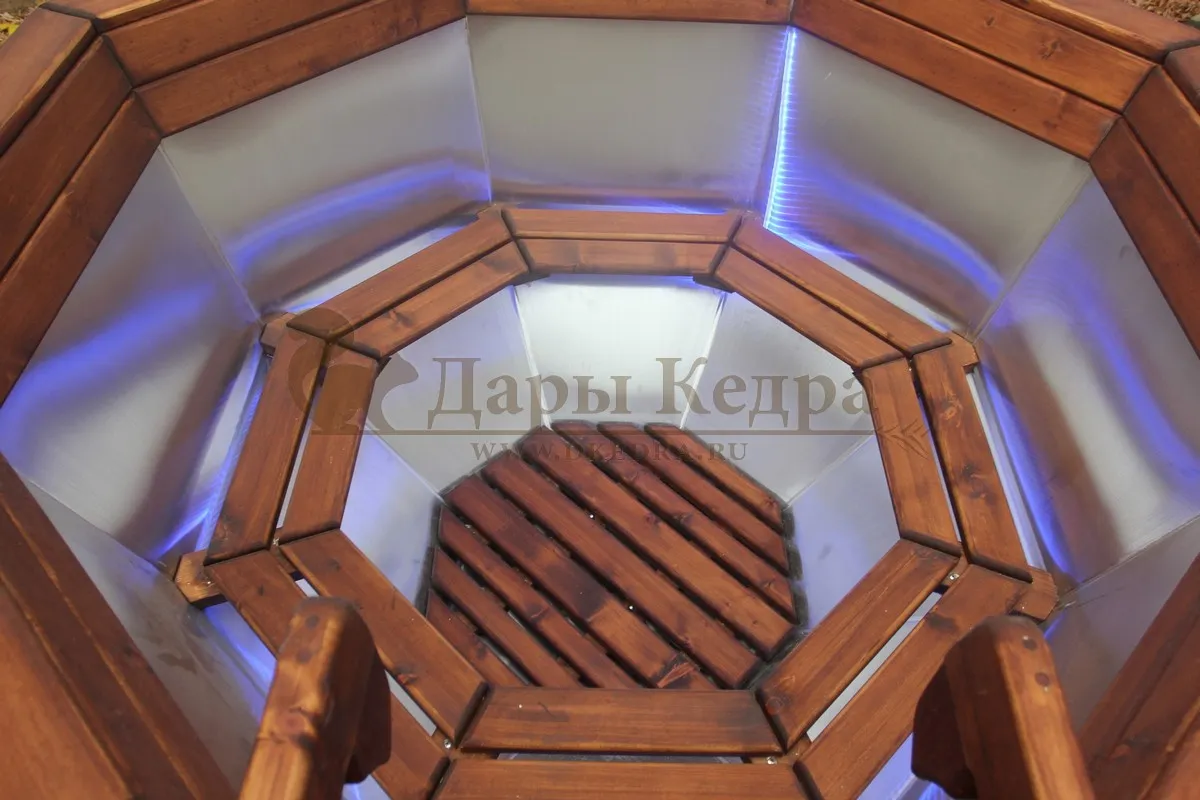 Банный чан из нержавеющей стали Ø-2000 на подставке с ветрозащитой и печью СТ3